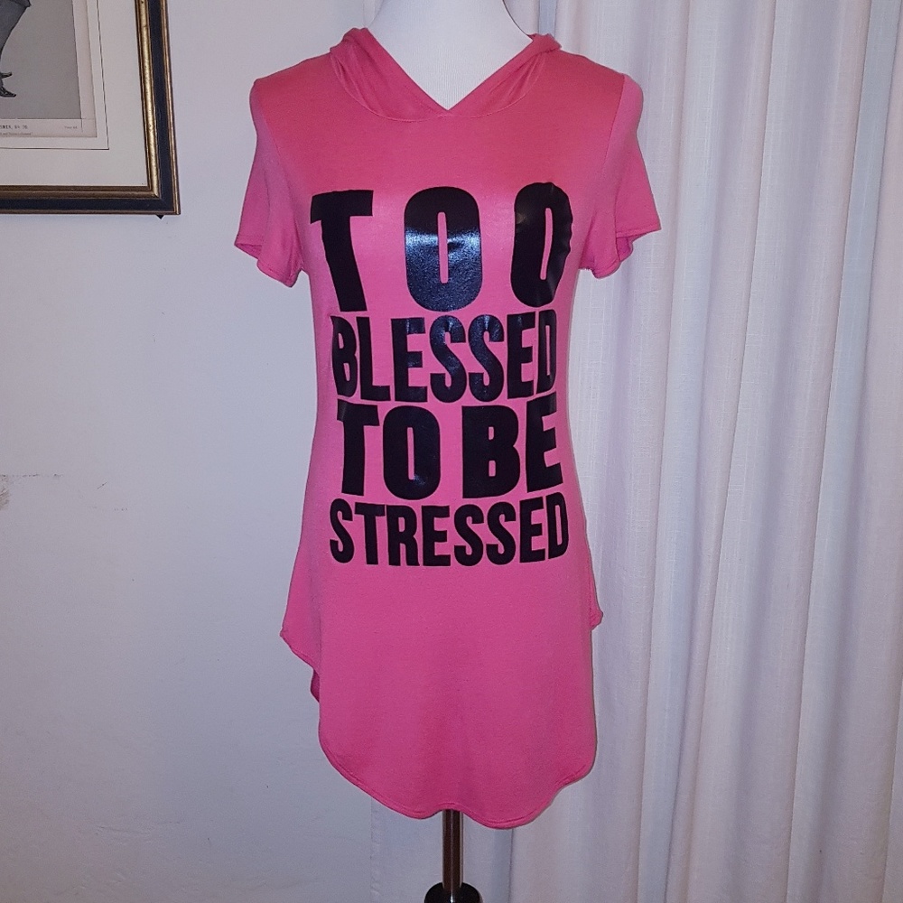 Stretch Graphic "Too Blessed" Hoodie T-Shirt